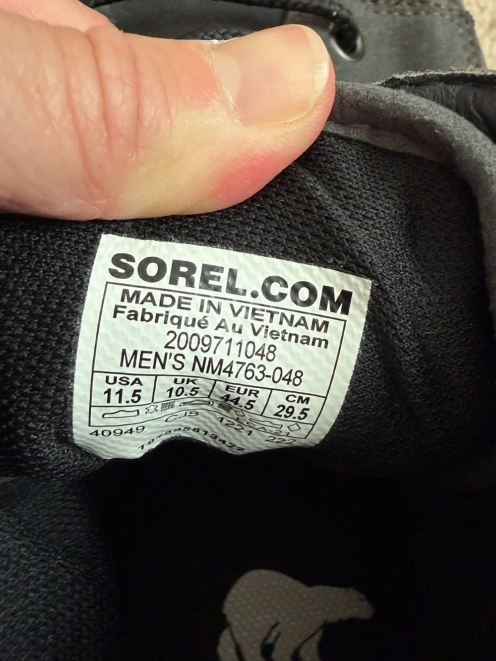 Sorel Carson Moc Waterproof Boots Mens Size 11.5 Charcoal Gray‎ NM4763-048